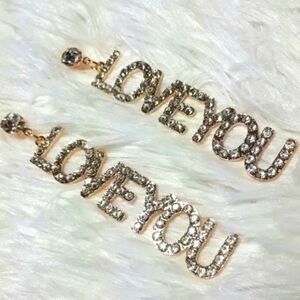 Love You Glam CZ Gold Tone Drop Dangle Earrings